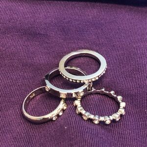 Silver Stackable Women's Ring Set in Metallic Silver tone size 7